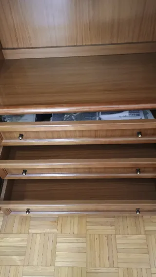 Mueble salón modular vintage madera y cristal