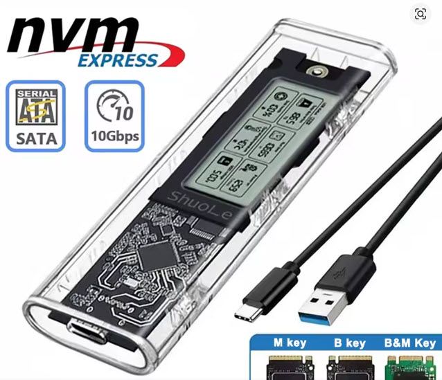 SSD Externo 256GB M.2 Ultraligero Pantalla Digital