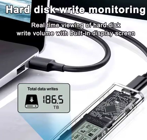 SSD Externo 256GB M.2 Ultraligero Pantalla Digital afbeelding 3