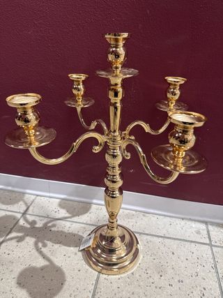 Portacandele oro metallo 5 bracci