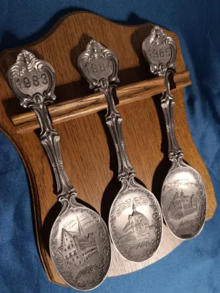 Set Cucchiai Decorativi Vintage 1983-1985 in Peltr