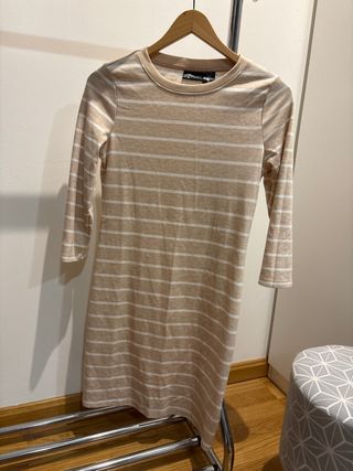 Vestido rayas beige y blanco Talla XS