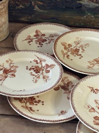 6 Platos antiguos de postre terre de fer