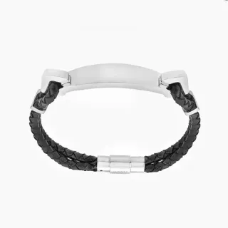 Pulsera Xernus Acero 3091-AA Piel Negra Trenzada