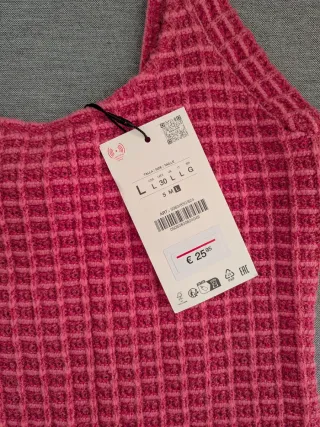 Vestido Zara efecto tweed rosa Talla L