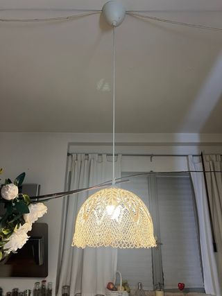 Lampadario uncinetto beige