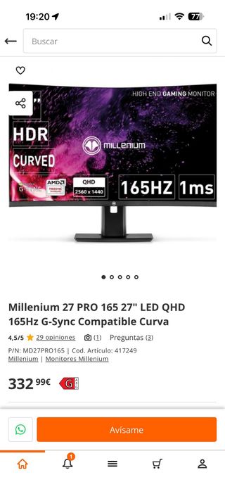 Monitor Gaming Pantalla Rota