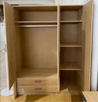 Armario modular madera beige y gris