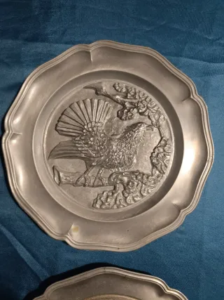 Lotto 8 Piatti Decorativi Vintage in Peltro  Bozen