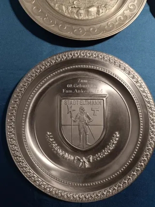 Lotto 8 Piatti Decorativi Vintage in Peltro  Bozen