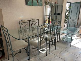 Mesa y Sillas Hierro y Cristal