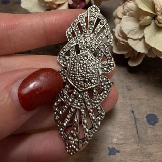 Spilla Art Déco antica cut steel