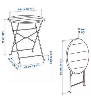 Tavolo e 2 Sedie da Giardino in Metallo