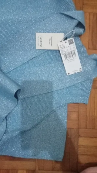 Top brillante azul talla XXL
