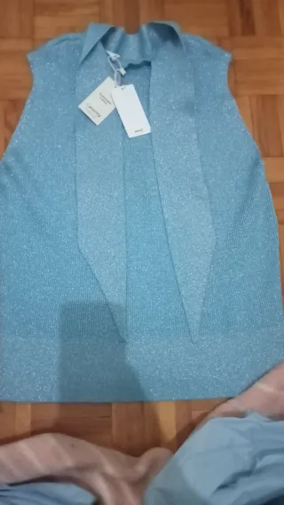 Top brillante azul talla XXL