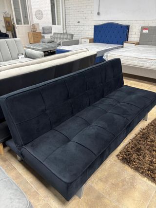 Sofá Cama Negro Terciopelo 2 Plazas