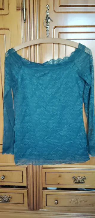 Camiseta encaje verde oscuro