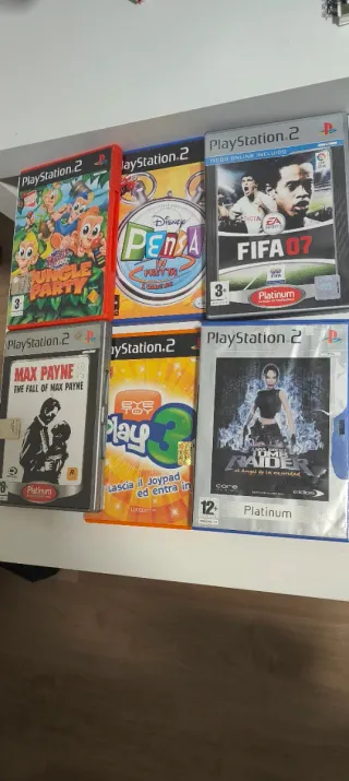 Lote 6 juegos PS2: Max Payne, FIFA 07, Tomb Raider
