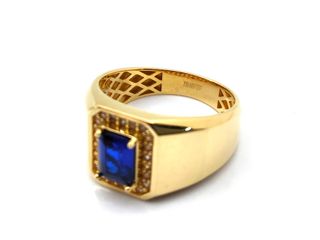 E1801690-14 Anillo Oro 18k Sello Circonita Azul