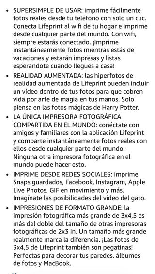 Impresora Lifeprint 3x4.5 WiFi Bluetooth