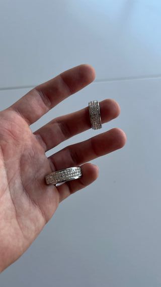 Pack 2 Anillos Diamante con Detalle Negro - NUEVOS