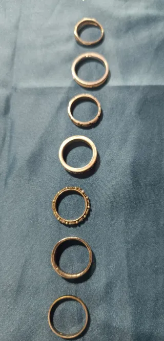Lotto 7 Anelli Vintage Minimal – Fedine Metallo
