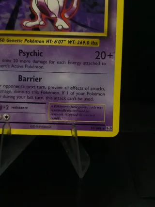 Mewtwo Carta Pokémon Base antigua vintage