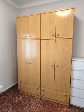 Armario 2 Módulos Roble Claro con Altillo