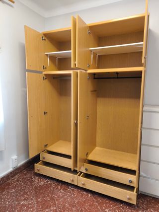 Armario 2 Módulos Roble Claro con Altillo