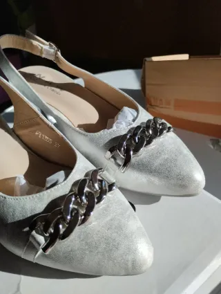 Zapatos tacón plateados talla 37