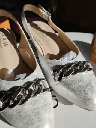 Zapatos tacón plateados talla 37