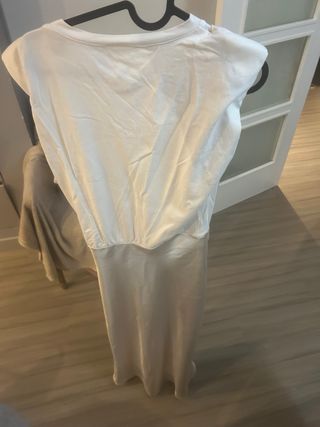 Vestido Zara Blanco y Beige Talla M