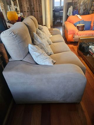 Sofá 3-4 plazas beige tela aterciopelada