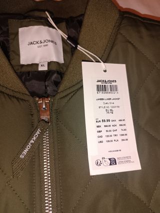 Cazadora Bomber Jack & Jones Talla XL Verde Oliva