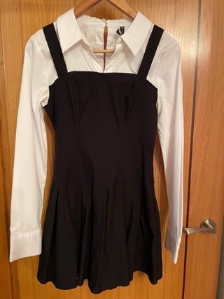 Mono falda pantalón blanco y negro