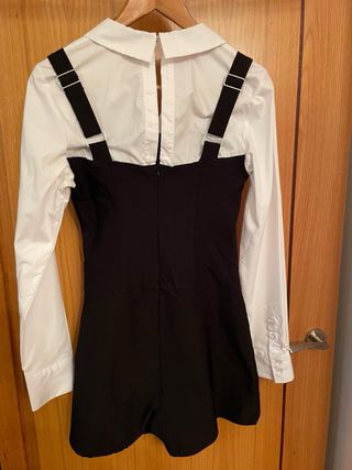 Mono falda pantalón blanco y negro