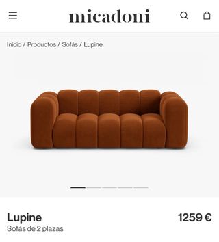 Sofá de diseño terciopelo naranja 2 plazas