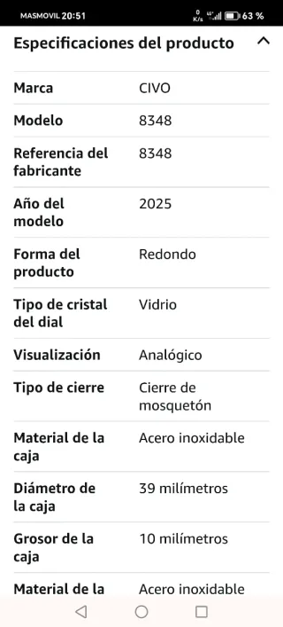 Reloj Civo Water Resist