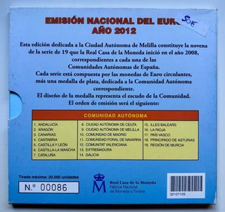 SET OFICIAL EUROS 2012 MELILLA. Cartera FNMT
