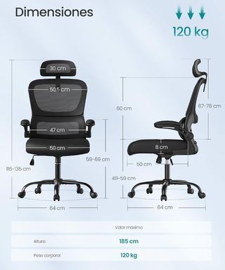 SONGMICS Silla de Oficina, Silla de Escritorio Ergonómica