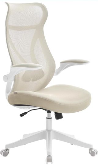 SONGMICS Silla de Oficina, Silla de Escritorio Beige Capuchino
