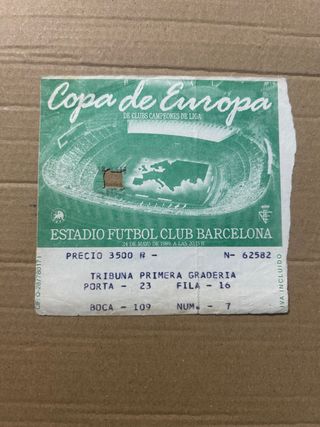 Entrada Final Copa de Europa 1989