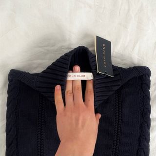 Jersey Polo Vintage Navy Azul Marino Cable Knit