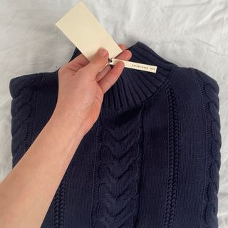Jersey Polo Vintage Navy Azul Marino Cable Knit