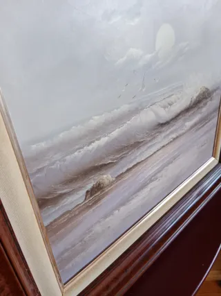 Cuadro óleo marina antiguo C. Vincent