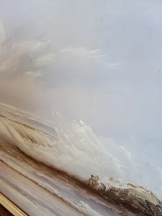 Cuadro óleo marina antiguo C. Vincent