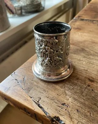 Vaso Metálico Antiguo Decorado