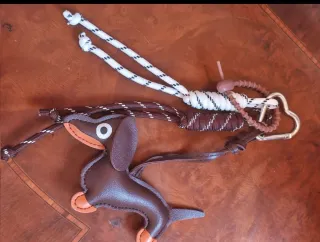 Llavero Dackel Piel Marrón