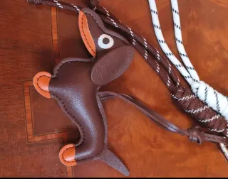 Llavero Dackel Piel Marrón