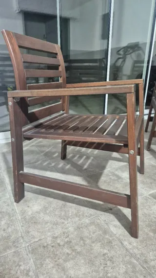 Conjunto Mesa de teca grande con 4 sillones